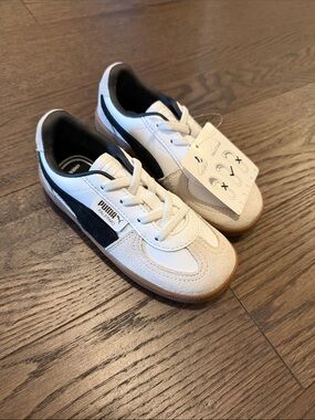 Puma Kids Palermo Sneakers in White, Black & Gum